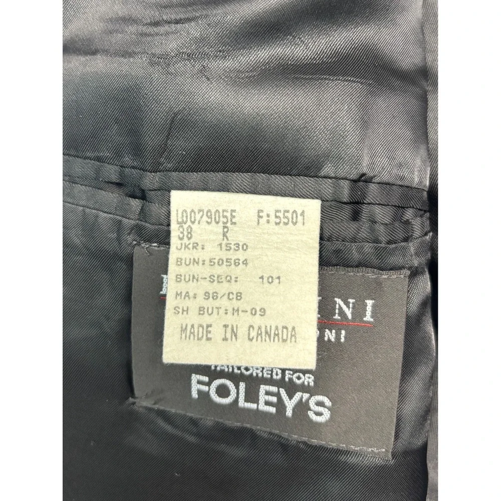 vtg 90s Black Double Breasted 38S 34x30 2pc Pant Suit Wool Pleated Cuffed